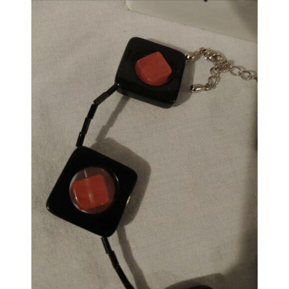 HANDMADE 9" Bracelet/Ankle Onyx & Pink Quartz & glass bugle bead - Picture 2 of 2